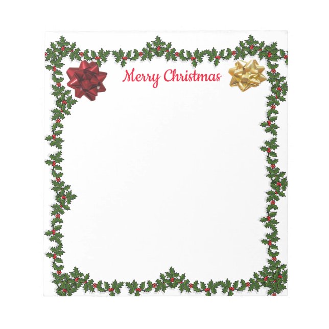 Personalisiert 5,5 x 6 Weihnachten Holley Garland  Notizblock (Vorderseite)