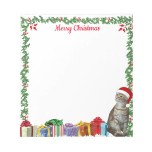 Personalisiert 5,5 x 6 Weihnachtsginger-Katze Notizblock
