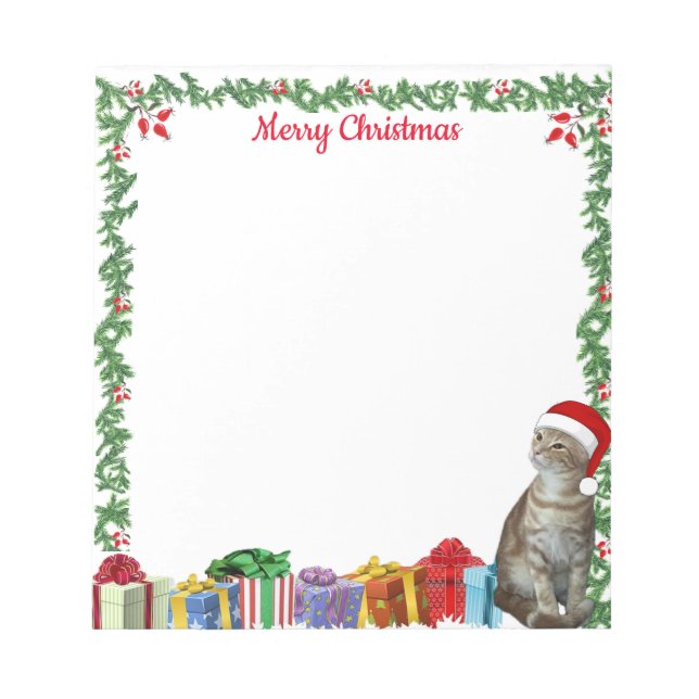 Personalisiert 5,5 x 6 Weihnachtsginger-Katze Notizblock (Vorderseite)