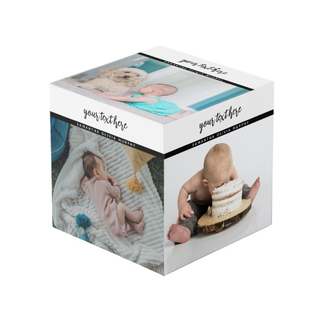 Personalisiert 5 Foto Baby Liebe & Name Erinnerung Würfel (Vorderseite Schrägansicht)