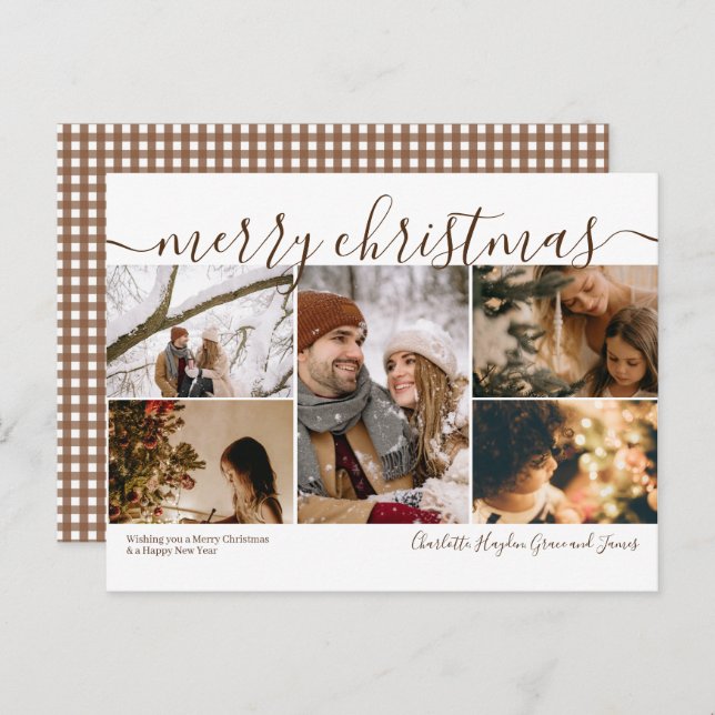 Personalisiert 5 Foto Frohe Weihnachtskarte Postkarte (Vorne/Hinten)