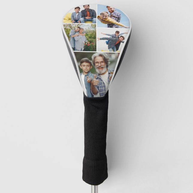 Personalisiert 5 Foto Geschenk für einen Golfer Golf Headcover (Vorderseite)