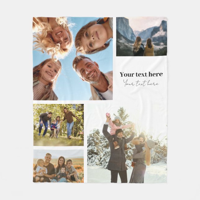 Personalisiert 5 FotoCollage Fleecedecke (Vorderseite)