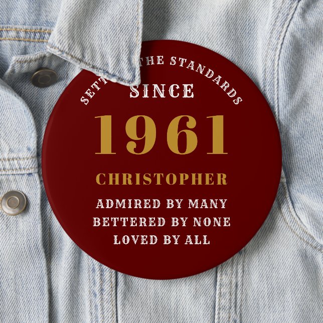 Personalisiert 60. Geburtstag 1961 Elegantes Rotes Button (Beispiel)
