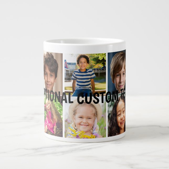 Personalisiert 6 Foto Collage Riesenkaffee Tasse (Vorderseite)