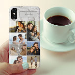 Personalisiert 7 Fotomaterial auf grauem Marmor Case-Mate iPhone Hülle<br><div class="desc">Moderne Foto Collage iPhone Gehäuse, die Sie mit 7 Ihrer Lieblings-Fotos und Ihrem Namen personalisieren können. Die Vorlage ist für Sie bereit, um Ihre Fotos hinzuzufügen, arbeiten oben nach unten auf der verlassen Seite, dann oben nach unten auf der rechten Seite. Das Design hat einen stylischen grauen Marmorhintergrund und Ihr...</div>