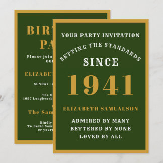 Personalisiert 80. Geburtstag 1941 Elegantes Grüne Einladung