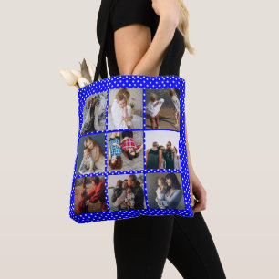 Personalisiert 8 Foto Collage Muttertag blau Tasche