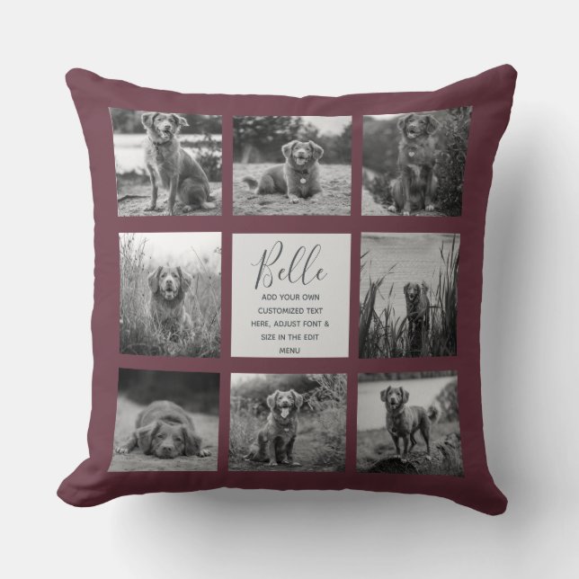 Personalisiert 8 Fotomaterial Burgundy Throw Kisse Kissen (Vorderseite)