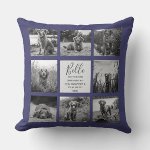 Personalisiert 8 Fotomaterial Collage Navy Blue Kissen