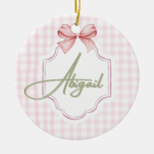 Personalisiert Abigail Baby Girl Kinderzimmer Bow& Keramik Ornament
