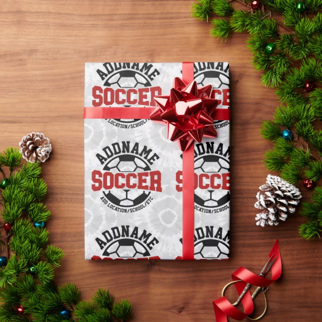 Personalisiert ADD NAME Soccer Player Team Krawatt Geschenkpapier (Feiertagsgeschenk)