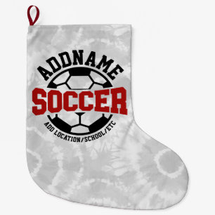 Personalisiert ADD NAME Soccer Player Team Krawatt Großer Weihnachtsstrumpf