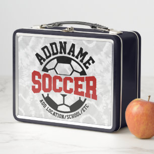 Personalisiert ADD NAME Soccer Player Team Krawatt Metall Brotdose