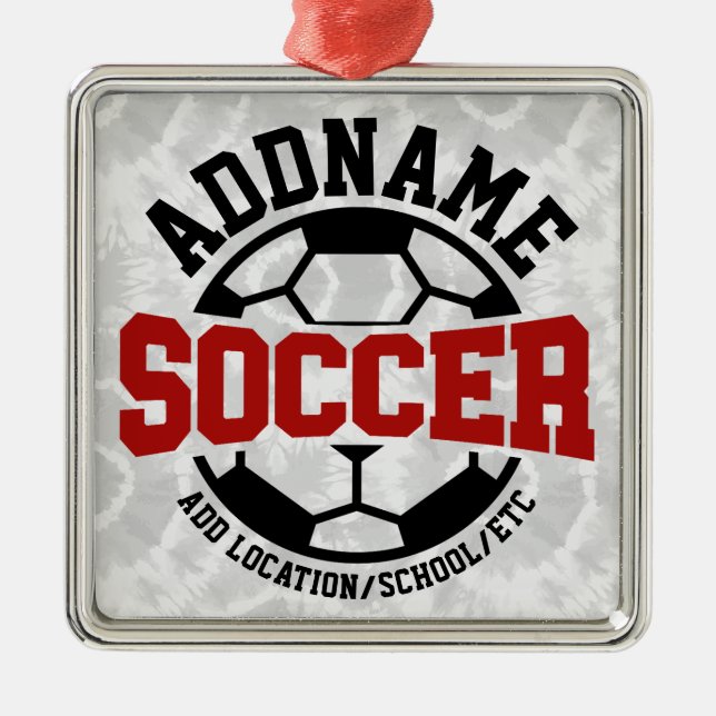 Personalisiert ADD NAME Soccer Player Team Krawatt Ornament Aus Metall (Vorne)