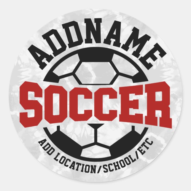 Personalisiert ADD NAME Soccer Player Team Krawatt Runder Aufkleber (Vorderseite)