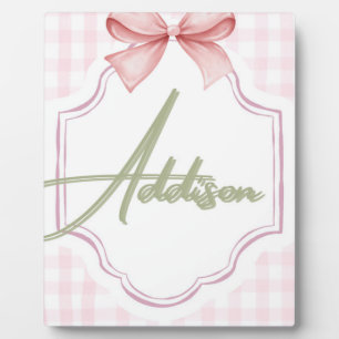 Personalisiert Addison Baby Girl Kinderzimmer Bow& Fotoplatte