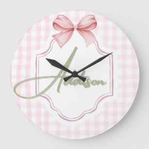 Personalisiert Addison Baby Girl Kinderzimmer Bow& Große Wanduhr