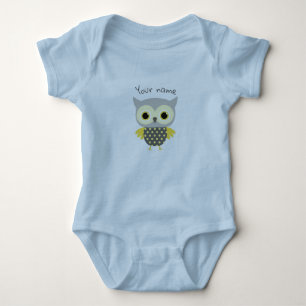 Personalisiert Adorable Blue Eule Baby Strampler