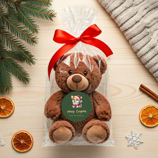 Personalisiert Adorable Corgi - Merry Corgmas Runder Aufkleber