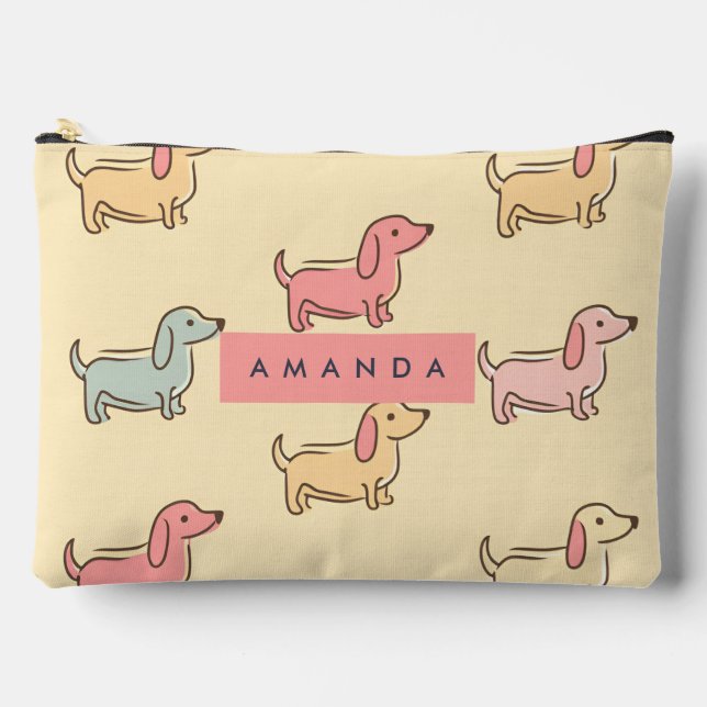 Personalisiert Adorable Dackel Dog Muster Zubehörtasche (Vorderseite)