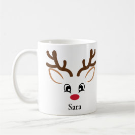Personalisiert Adorable Face Rentier Weihnachtsfei Kaffeetasse