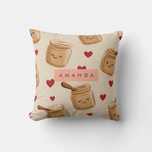 Personalisiert Adorable Peanut Butter Jar Muster Kissen (Vorderseite)