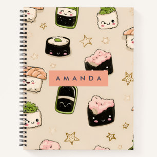 Personalisiert Adorable Sushi und Soy Sauce Muster Notizbuch