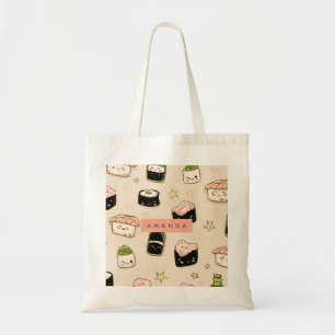 Personalisiert Adorable Sushi und Soy Sauce Muster Tragetasche