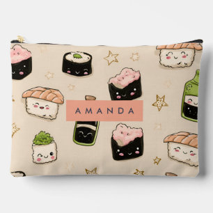 Personalisiert Adorable Sushi und Soy Sauce Muster Zubehörtasche