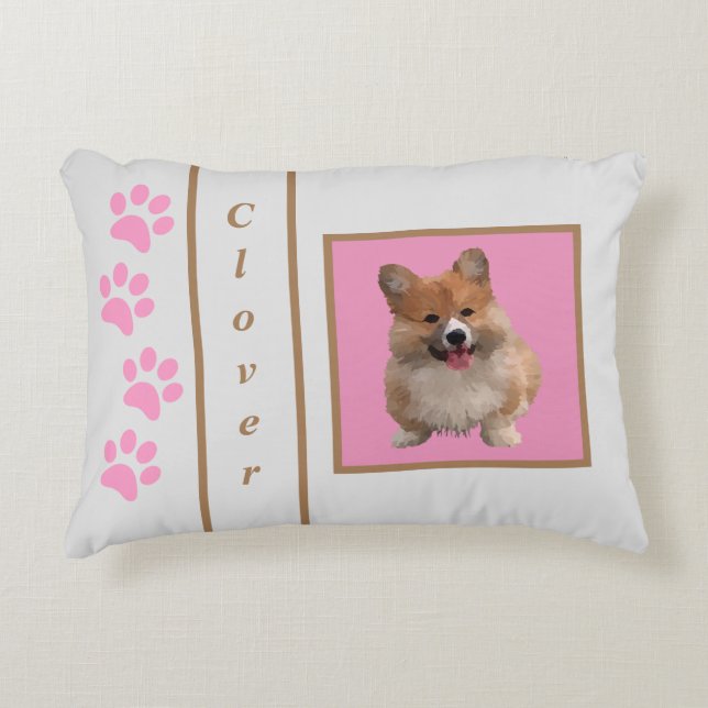 Personalisiert Adorable Welsh Corgi Akzent Kissen (Vorderseite)