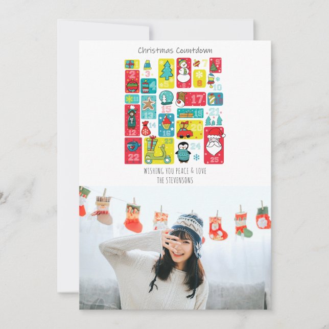 Personalisiert Adventskalender Foto Feiertagskarte (Vorderseite)