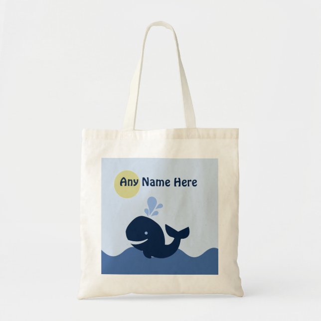 Personalisiert Ahoy Mate/Whale/Sailboat Tote Bag Tragetasche (Vorne)
