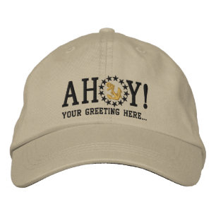 Personalisiert AHOY! Nautical Greetings Embroidery Bestickte Baseballkappe
