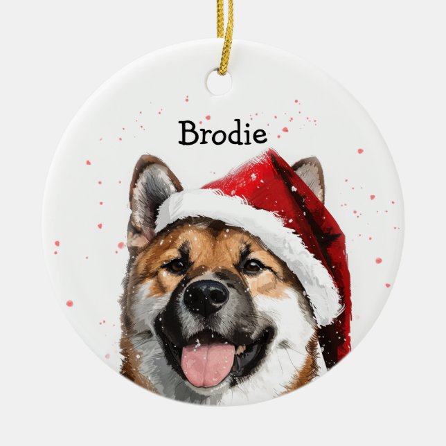 Personalisiert Akita Christmas Keramik Ornament (Vorne)
