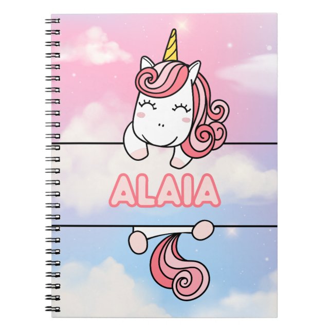Personalisiert Alaia Unicorn Girlie Notebook Notizblock (Vorderseite)