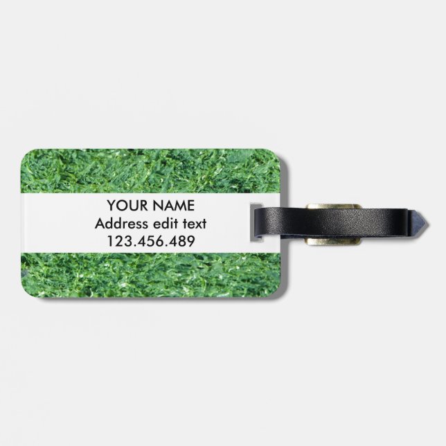 Personalisiert Algengrün Gepäckanhänger (Rückseite horizontal)