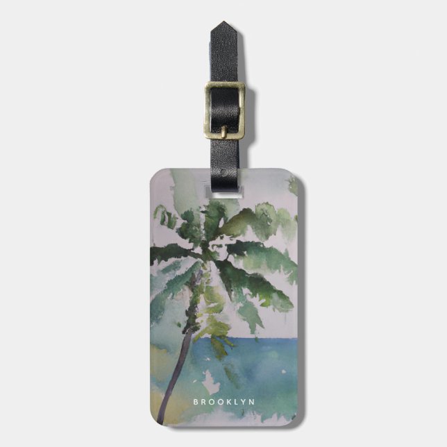 Personalisiert Aloha Hawaiian Watercolor Gepäckanhänger (Vorderseite vertikal)