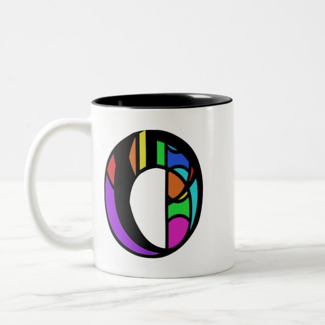 Personalisiert Alphabet moderne farbenfrohe Buchst Zweifarbige Tasse (Links)