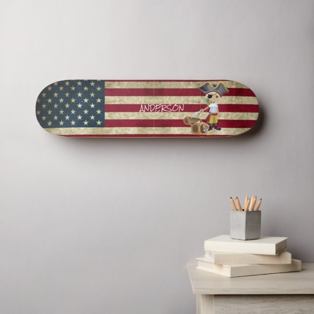 Personalisiert American Pirate BOY Skateboard (Wandkunst (Horz))