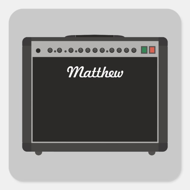 Personalisiert-Amplifier-Illustration für Musiker Quadratischer Aufkleber (Vorderseite)