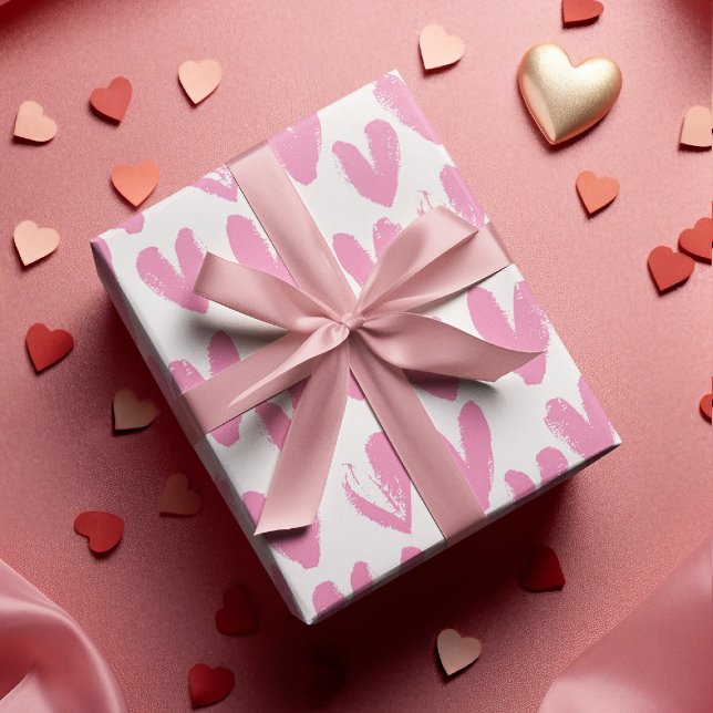 Personalisiert Anfängliche rosa Liebe Herz-Valenti Geschenkpapier Set (Von Creator hochgeladen)