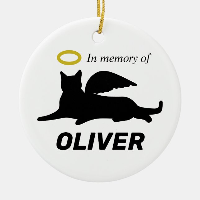 Personalisiert Angel Cat Keramik Ornament (Vorne)