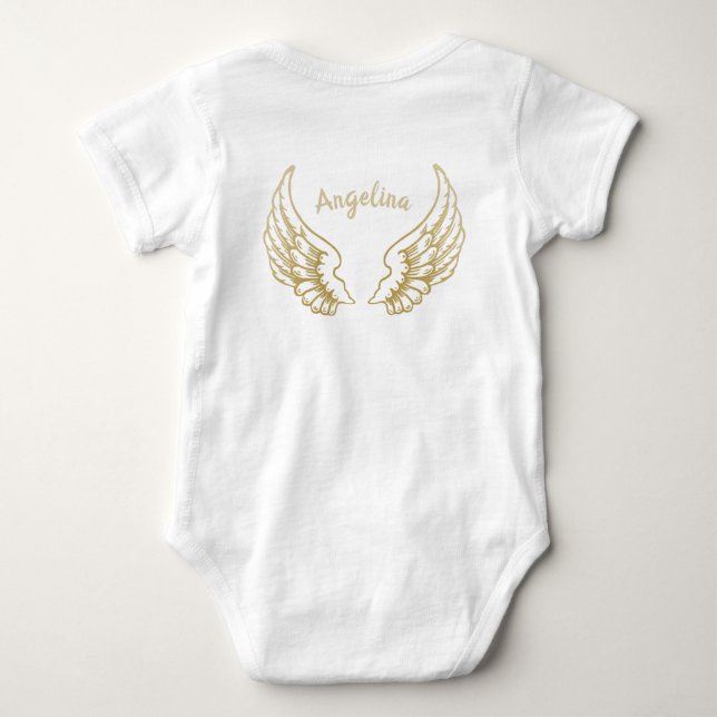 PERSONALISIERT ANGEL WINGS BABY BODYSUIT STRAMPLER (Rückseite)