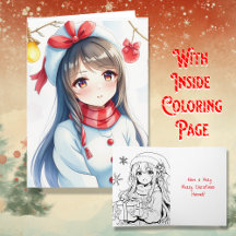 Personalisiert Anime Girl Coloring Page Weihnachte