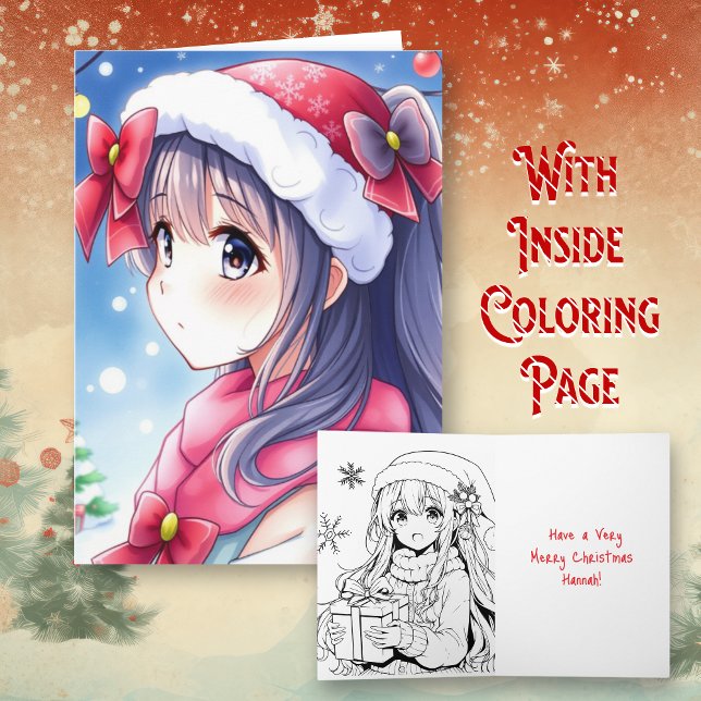 Personalisiert Anime Girl Coloring Page Weihnachte Karte (Von Creator hochgeladen)