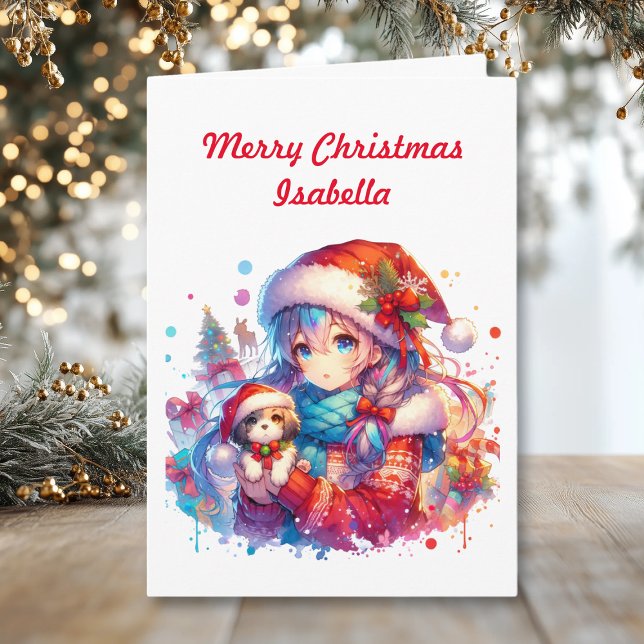 Personalisiert Anime Girl | Färben von Weihnachten Karte (Von Creator hochgeladen)