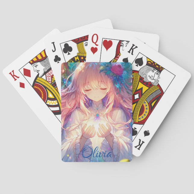 Personalisiert Anime Girl Sketchbook Spielkarten (Rückseite)