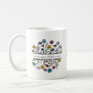 Personalisiert ansteigende Wildblumen Mama des Blu Kaffeetasse