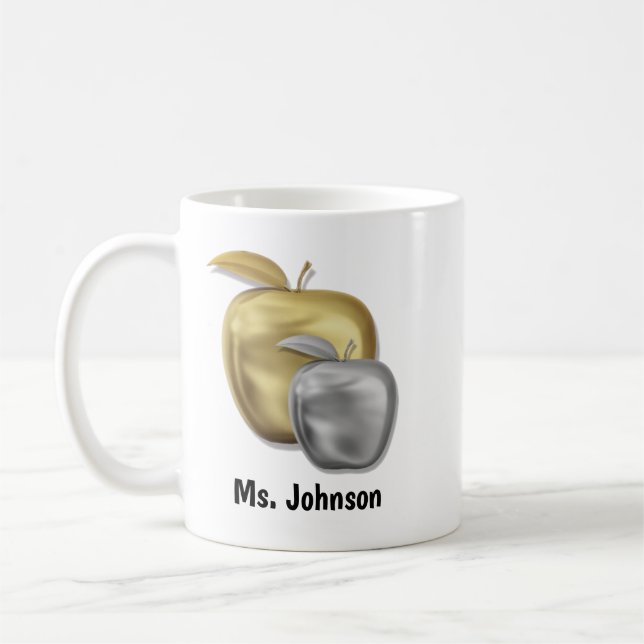 Personalisiert Apple Lehrer Name Danke Kaffeetasse (Links)